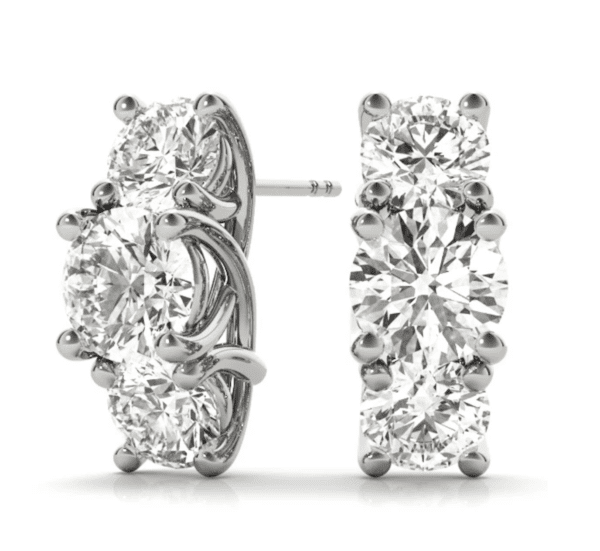 Triple Solitaire Prong-Set Earrings